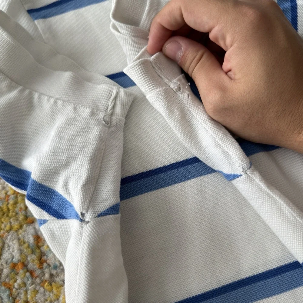 Polo by Ralph Lauren Striped Polo Shirt XL - White & Blue Short Sleeve